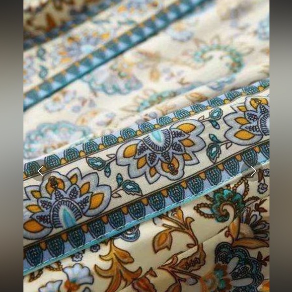 WORLD MARKET Floral Kimono with Blue and Tan Accents - Picture 3 of 17